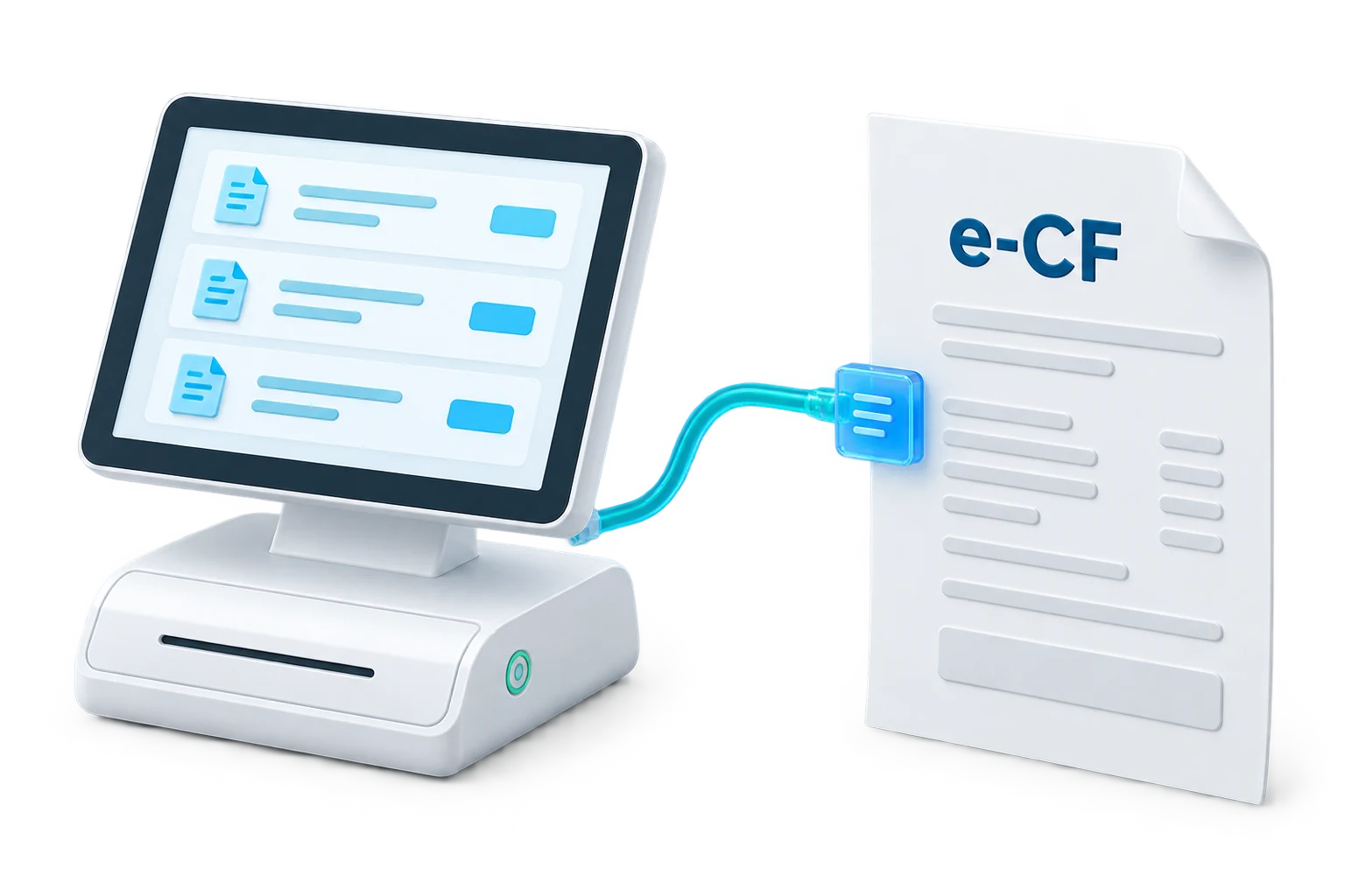 Un punto de venta conectado a un comprobante e-CF mediante la API.
